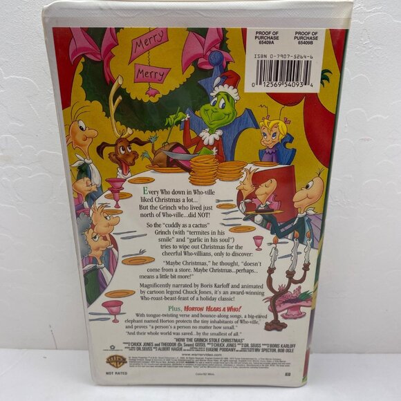 Warner Bros Dr Seuss Grinch Stole Christmas Horton Hears Who VHS Tape Clamshell - Picture 2 of 9